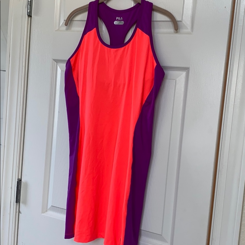 Vibrant FILA coral/purple tennis dress